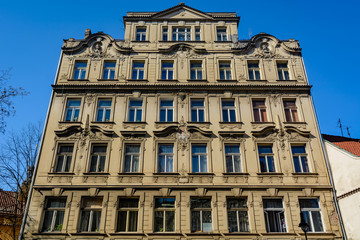 Fototapeta na wymiar Traditional building facade design in Prague
