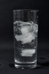 A glass of water with ice