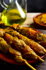 spiced chicken meat skewers
