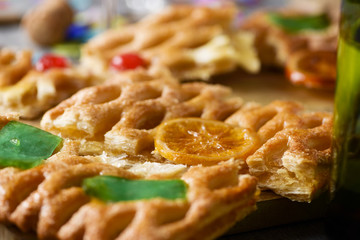 coca de Sant Joan, sweet flat cake from Catalonia, Spain