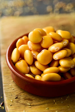 altramuces, lupinus albus beans eaten in Spain