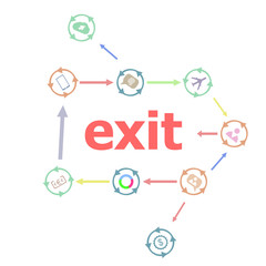 Text Exit. Social concept . Linear Flat Business buttons. Marketing promotion concept. Win, achieve, promote, time management, contact