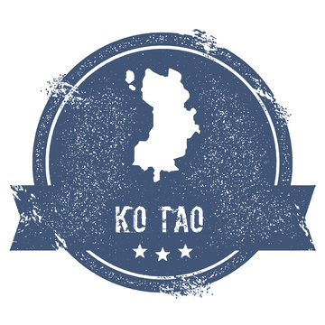 Ko Tao logo sign. Travel rubber stamp with the name and map of island, vector illustration. Can be used as insignia, logotype, label, sticker or badge.