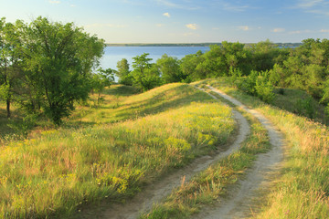 Dirt road in the hills near the river