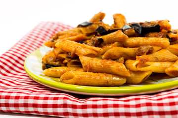 tasty pasta Italian meat sauce pasta on the table