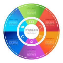 Infographic design elements for your business with 6 options, parts, steps or processes, Vector Illustration.