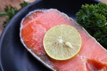 raw slice of salmon