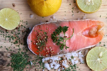 raw slice of salmon