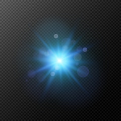A bright blue flash isolated on a transparent background. Flash, highlight for your project. Footage for photos and video. Vector illustration