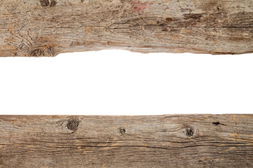 Old wood frame isolated on white background