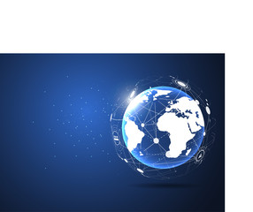 Global network connection. World map point and line composition concept of global business. Vector Illustration