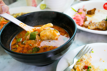 Sour prawn soup or Tom Yum Kung