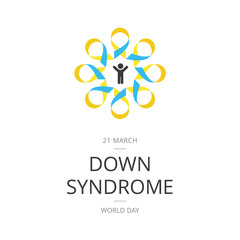 Illustration of World Down Syndrome Day on white background.