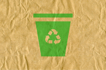 symbol for refuse reuse recycle with cardboard background