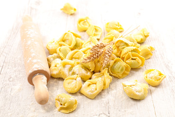 raw italian pasta,tortellini