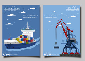 Commercial sea shipping banner set