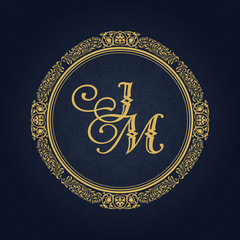 Elegant floral contour monogram design template for one or two letters. Wedding monogram. Business sign, monogram identity for restaurant, boutique, hotel, heraldic, jewelry.