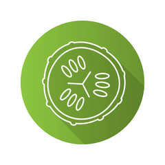 Cucumber slice flat linear long shadow icon