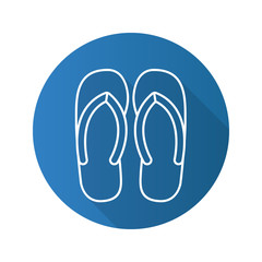Flip flops flat linear long shadow icon