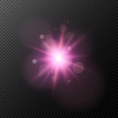 A bright purple flash isolated on a transparent background. Flash, highlight for your project. Footage for photos and video. Vector illustration
