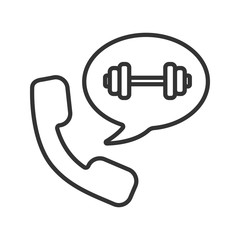 Phone call to gym linear icon
