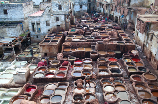 Tannery souk in Fez, Morocco, North Africa