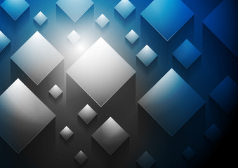Dark blue tech 3d cubes vector background