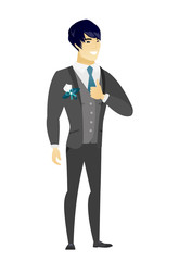 Groom giving thumb up vector illustration.