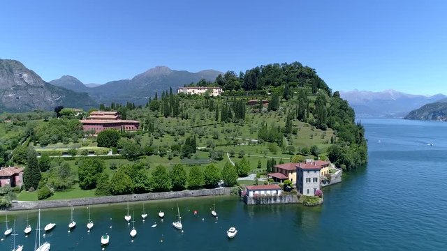 Aerial 4K - Bellagio - Pescallo - Lago di Como (IT) - Parco e Villa Serbelloni 