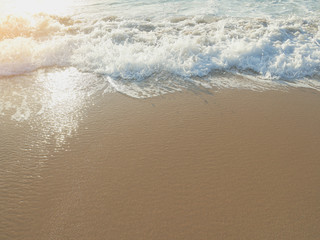 Coastline closeup with golden sunset light