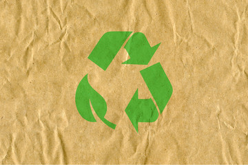 symbol for refuse reuse recycle with cardboard background - obrazy, fototapety, plakaty
