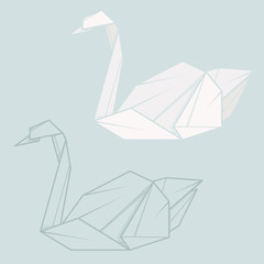 Obraz premium Set illustration paper origami of swan.
