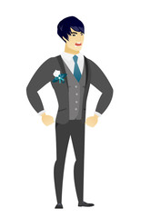 Young asian furious groom screaming.