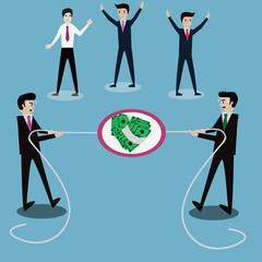 Business success concept,Businessmen in tug-of-war competition,flight for money - Vector