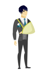 Injured groom with broken arm.