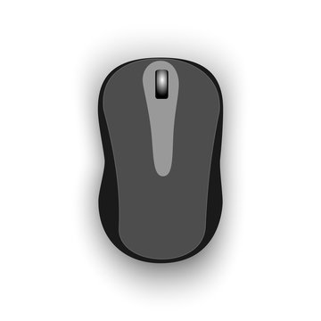 Computer mouse illustration in gray tones on a white background