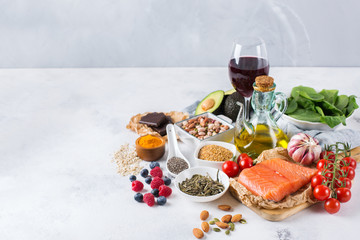 Assortment of healthy food low cholesterol