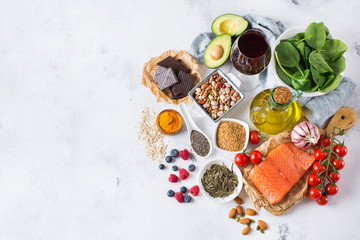 Assortment of healthy food low cholesterol