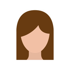 colorful silhouette faceless woman with straight medium hair vector illustration