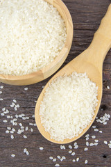 japan rice in bowl on wooden table