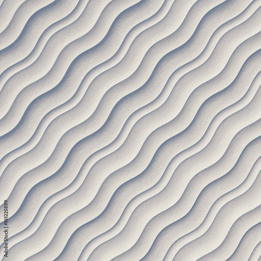 Aufkleber White wave band abstract surface pattern. 3d rendering