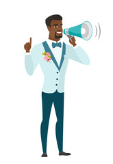 Fototapeta premium Young african-american groom making announcement .