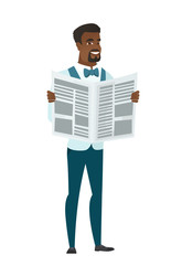 Groom reading newspaper vector illustration