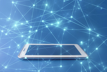 tablet with blue web network