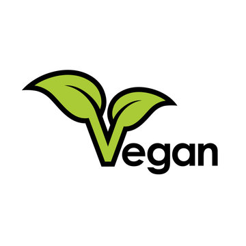 Vegan diet icon concept with a green letter 'V' and leaf. Vector illustration.