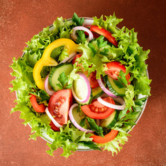 Fresh vegetable salad with greens.