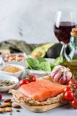 Assortment of healthy food low cholesterol
