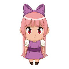 cute anime chibi little girl cartoon style