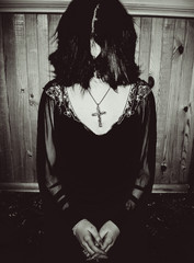 A young girl is a goth. Passion for Gothic and esoteric cults among young people