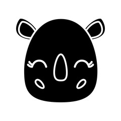 kawaii rhino animal icon over white background vector illustration